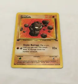 English Pokemon Trading Card Game TCG Fossil Set Geodude 47/62 1st Edition - Image 1