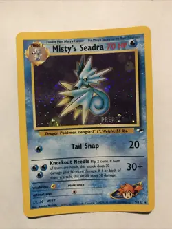 Misty's Seadra PRERELEASE Gym Heroes - Holo Rare 9/132 WOTC Card NM Pokemon TCG - Image 1