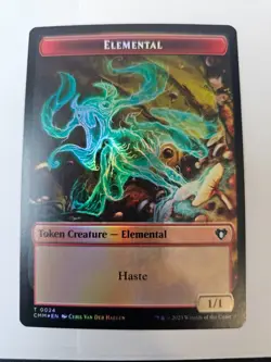 MTG -Foil Construct / Elemental Double sided token- Commander Masters - - Image 1