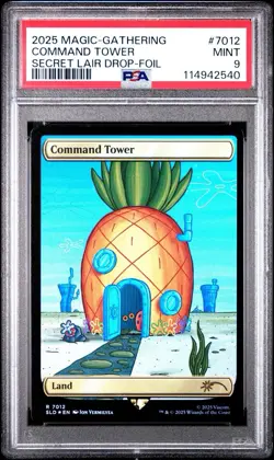 2025 MTG Magic The Gathering SpongeBob Secret Lair Command Tower Foil PSA 9 - Image 1