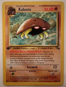 Pokemon TCG Kabuto 1st Edition Fossil #50/62 MP - Image 1
