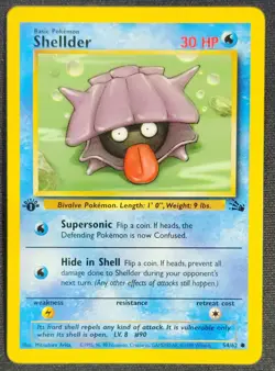 Pokemon Shellder - Fossil 54/62 - 1st Edition - Common - LP - Vintage WOTC - Image 1