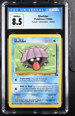 Pokemon CGC 8.5 NM/Mint+ Fossil Set Shellder Unlimited 54/62 1999 - Image 1