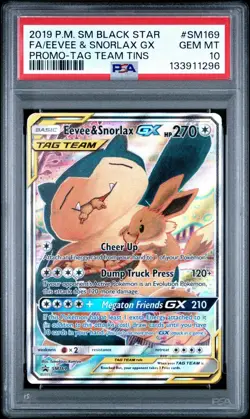 2019 POKEMON SM BLACK STAR PROMO #SM169 FULL ART/EEVEE & SNORLAX GX PSA 10 - Image 1