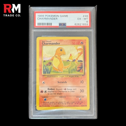 1999 Pokemon Base Set - Charmander Squirtle Bulbasaur (OG Starters) - PSA 8 & 6 - Image 3