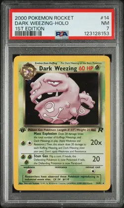 2000 POKEMON ROCKET 1ST ED #14 DARK WEEZING-HOLO PSA 7 - Image 1