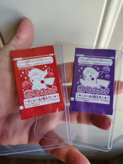 Rare Japanese Red & Purple Pokemon Snack Seal Mini Sticker Booster Pack Pikachu - Image 1