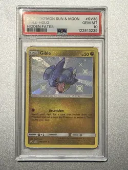 Gible 2019 Pokemon Sun & Moon Hidden Fates Shiny Vault Holo #SV38 PSA 10 - Image 1