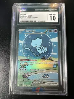 POKEMON CGC 10 Gem Mint 2024 SV Paldean Fates Mew ex 232/091 SIR Bubble Mew ENG - Image 3