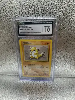Sandshrew 62/102 Base Set 1999 Pokemon Card Game Graded CGC GEM MINT 10 - Image 1