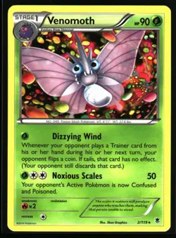 2014 XY - Phantom Forces Venomoth #2 Non Holo Rare Pokemon Card - Image 1