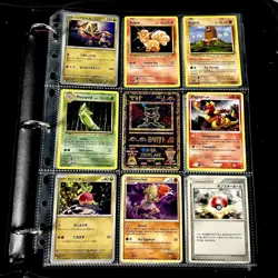 Pokemon Vintage Cards (METAL CUSTOM MEW) Binder Pages Lot - Image 1