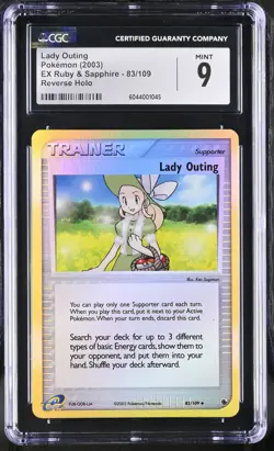 CGC 9 MINT Lady Outing EX Ruby & Sapphire 83/109 Reverse Holo Pokemon Card - Image 1