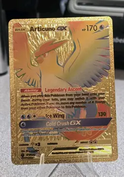 Pokemon Articuno GX 170hp Gold Foil Fan Art Collector Card TCG Rainbow - Image 1