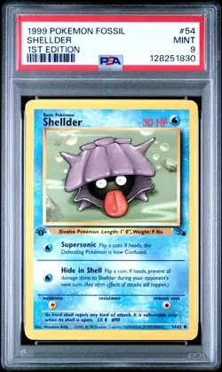 PSA 9 MINT 1999 POKEMON FOSSIL 54 SHELLDER 1ST EDITION ENGLISH - Image 3
