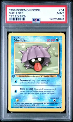 PSA 9 MINT 1999 POKEMON FOSSIL 54 SHELLDER 1ST EDITION ENGLISH - Image 5