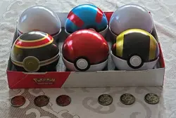 Empty Pokemon TCG Collector Poke Ball Tin Lot Of 6 - Image 1