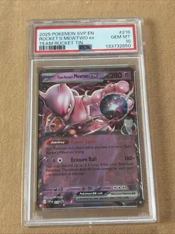 Team Rocket's Mewtwo EX Pokemon TCG Scarlet/Violet Black Star Promo #216 PSA 10 - Image 1