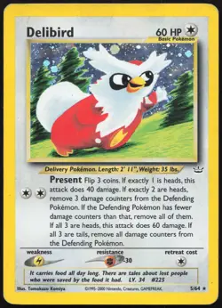 Carte Pokemon Delibird 5/64 Holo Neo Revelation English - Image 1