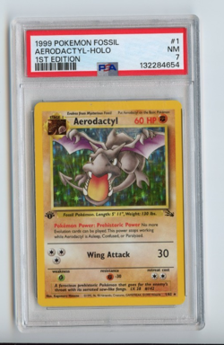 Aerodactyl Holo 1st Edition Fossil Pokemon HOLO 1999 1/62 PSA 7 JUST GRADED - Image 1