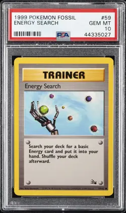 1999 POKEMON FOSSIL #59 ENERGY SEARCH PSA 10 - Image 1