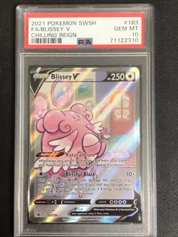 2021 POKEMON SWORD & SHIELD CHILLING REIGN 183 FULL ART/BLISSEY V PSA 10 ALT ART - Image 1