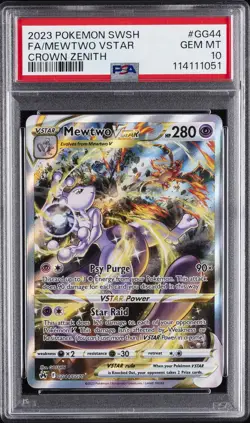 2023 POKEMON SWORD & SHIELD CROWN ZENITH #GG44 FULL ART/MEWTWO VSTAR PSA 10 - Image 1