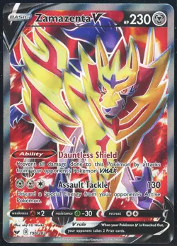 2020 Pokemon Zamazenta V 196/202 Sword & Shield Base Set Full Art Rare Card - Image 1