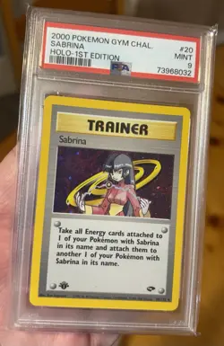 PSA 9 Sabrina Holo 20/132 Pokemon TCG Card Gym Challenge 1st Edition 2000 - Image 1