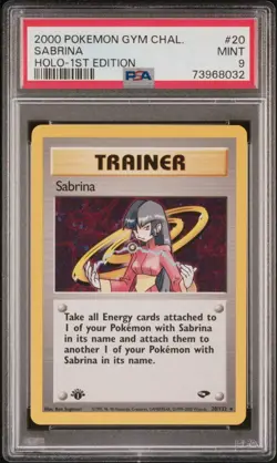 PSA 9 Sabrina Holo 20/132 Pokemon TCG Card Gym Challenge 1st Edition 2000 - Image 3