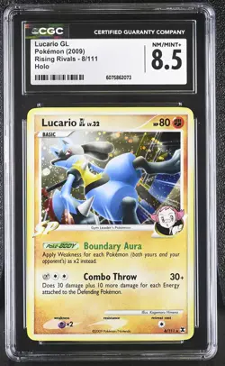CGC 8.5 Lucario GL 2009 Rising Rivals 8/111 Holo Pokemon Card - Image 1
