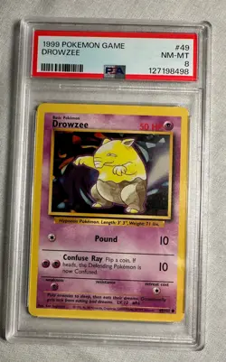 1999 Pokemon Base Set Unlimited DROWZEE #49 PSA 8 NM-MT - Image 1