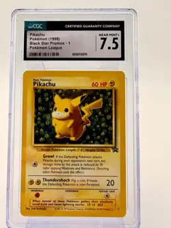 Pikachu 1999 Black Star Promos 1 Pokemon League CGC 7.5 Mint - Image 1