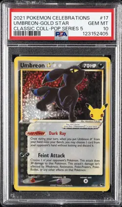 2021 POKEMON CELEBRATIONS CLASSIC COLL #17 UMBREON-GOLD STAR PSA 10 - Image 1