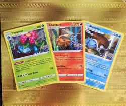 Pokemon TCG Set: Charizard Blastoise Venusaur HOLO RARE NM Pokemon GO 010/078 - Image 1