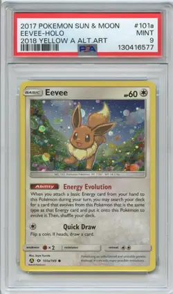 2017 Pokemon Eevee Alternate Art Holo #101A Sun & Moon PSA 9 - Image 1