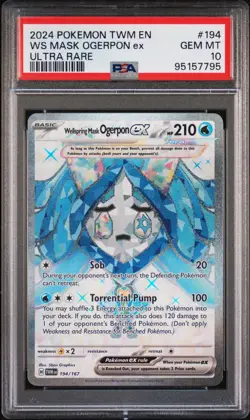 2024 POKEMON TWM EN-TWILIGHT MASQUERADE #194 WELLSPRING MASK OGERPON EX PSA 10 - Image 1