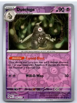 Pokemon TCG Prismatic Evolutions Reverse Holo Dusclops 036/131 Common - Image 1