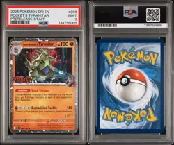 2025 POKEMON DESTINED RIVALS PRERELEASE-STAFF #096 TEAM ROCKET'S TYRANITAR PSA 9 - Image 3