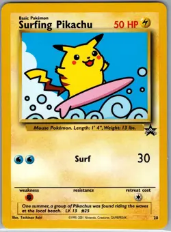 Surfing Pikachu 28 Non Holo WoTC Promo - Pokemon Card - NM - Image 1