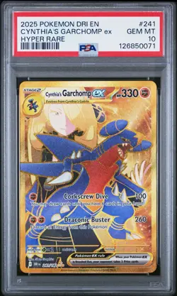 2025 POKEMON DESTINED RIVALS HYPER RARE #241 CYNTHIA'S GARCHOMP EX PSA 10 - Image 1