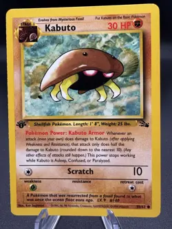 Pokemon TCG Kabuto Fossil 50/62 1st edition 1999 WOTC MP - Image 1