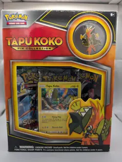 Pokemon TCG: Tapu Koko Pin Collection Box Sun & Moon Brand New Factory Sealed - Image 1