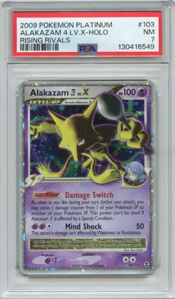 2009 Pokemon Platinum Rising Rivals #103 Alakazam 4 LV.X Holo PSA 7 - Image 1