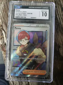 Pokemon TCG Penny Scarlet & Violet Holo Ultra Rare Card 239/198 CGC Gem Mint 10 - Image 1