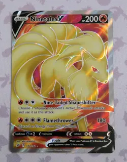 Ninetales V 177/192 Rebel Clash NM Full Art Ultra Rare Pokemon Card - Image 1