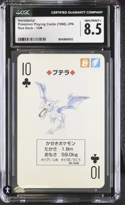CGC 8.5 Aerodactyl 10 OF Clubs 1996 POKEMON RED VERSION PLAYING CARDS Poker - Image 1