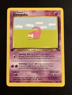 Slowpoke 55/62 Fossil 1st Edition Pokemon Card Near Mint NM - Image 1