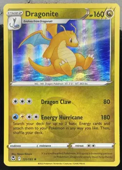 Pokemon TCG Dragonite Silver Tempest 131/195 Holo Rare Sword & Shield NM 2022 - Image 1