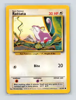 Pokemon TCG Rattata 061/102 Base Set Normal LP - Image 1